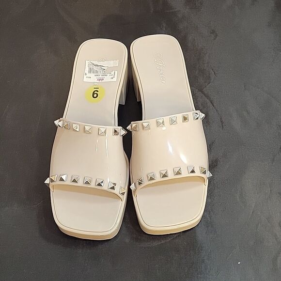 BRAND NEW FOREVER HANI STUDDED  EMBELLISHMENTS JELLY BLOCK HEEL OPEN TOE…G1 - Picture 4 of 13